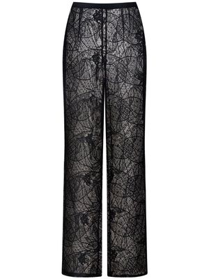 12 STOREEZ lace-panel straight-leg trousers - Black