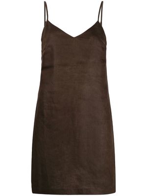 12 STOREEZ linen mini slip dress - Brown