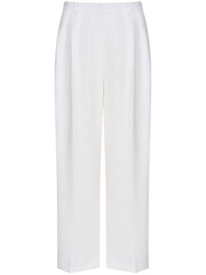 12 STOREEZ linen pleated straight-leg trousers - White
