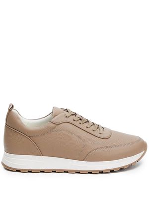 12 STOREEZ low-top leather sneakers - Brown