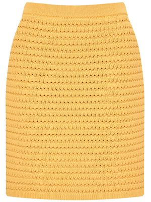 12 STOREEZ open-knit cotton miniskirt - Yellow