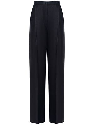 12 STOREEZ pleated linen straight-leg trousers - Black