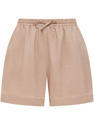 12 STOREEZ Ramie drawstring-waist shorts - Brown