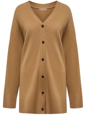 12 STOREEZ ribbed-trim fine-knit cardigan - Brown