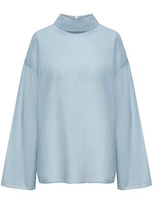 12 STOREEZ semi-sheer ruched blouse - Blue