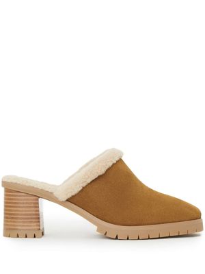 12 STOREEZ shearling-lined 70mm mules - Brown
