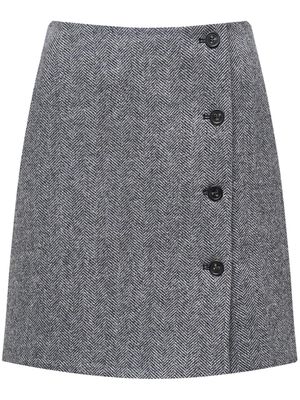 12 STOREEZ side-button wool miniskirt - Black