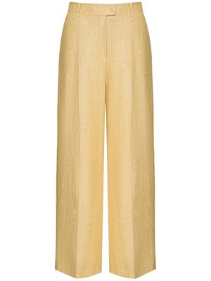 12 STOREEZ side-stripe linen wide-leg trousers - Yellow