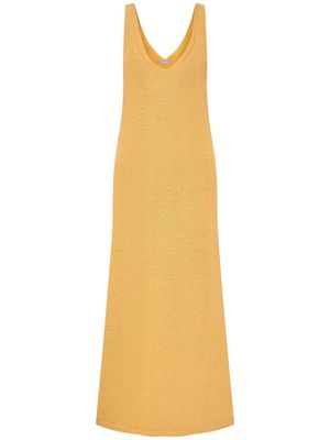 12 STOREEZ sleeveless V-neck fine-knit midi dress - Yellow