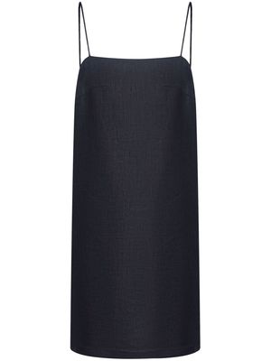 12 STOREEZ square-neck linen minidress - Black