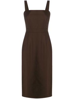 12 STOREEZ square-neck open-back dress - Brown