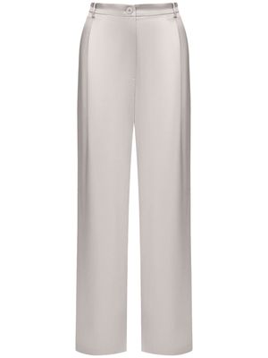 12 STOREEZ straight-leg mulberry silk trousers - Grey