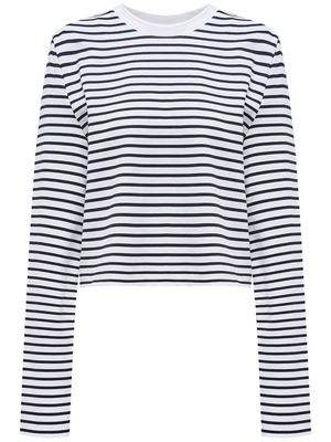 12 STOREEZ striped-pattern long-sleeved T-shirt - White