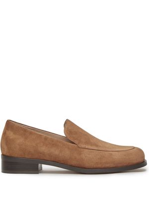 12 STOREEZ tonal-stitching panelled suede loafers - Brown