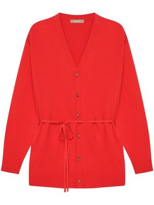 12 STOREEZ V-neck buttoned knitted cardigan - Red