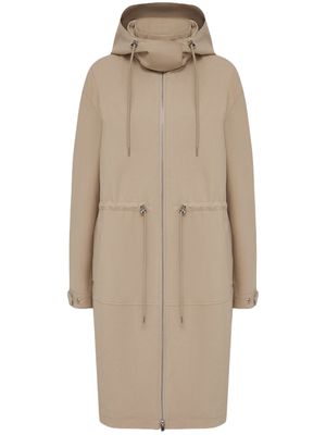 12 STOREEZ zip-up hooded parka coat - Neutrals
