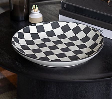 12" x 12" Round Checkerboard Decorative Bowl by Bright Bazaar