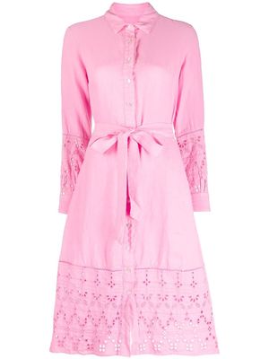 120% Lino Aurora belted linen midi dress - Pink