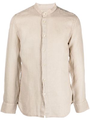 120% Lino band-collar linen shirt - Neutrals