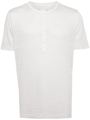 120% Lino button-placket linen T-shirt - Grey