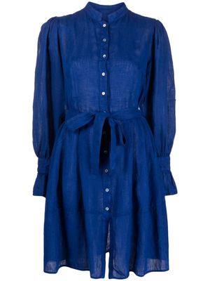 120% Lino buttoned-up linen shirt dress - Blue