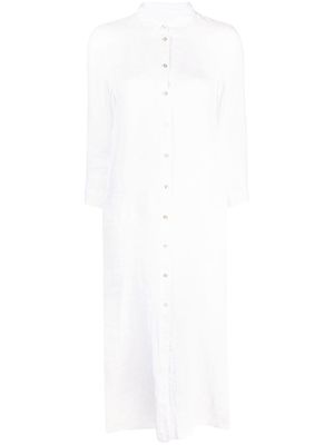 120% Lino buttoned-up linen shirt dress - White