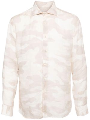 120% Lino camouflage-print linen shirt - White