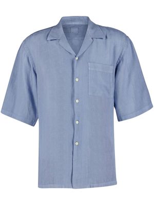 120% Lino camp-collar linen shirt - Blue