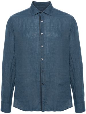 120% Lino classic collar linen shirt - Blue