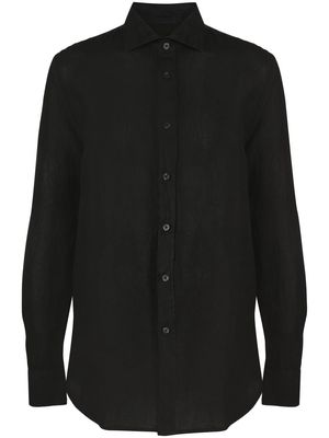 120% Lino classic linen shirt - Black