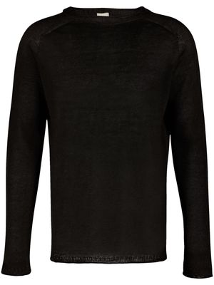 120% Lino crew-neck linen jumper - Black