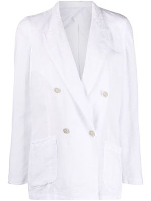 120% Lino double-breasted linen blazer - White