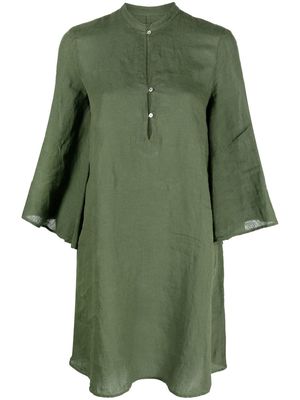 120% Lino drape-sleeve shift dress - Green