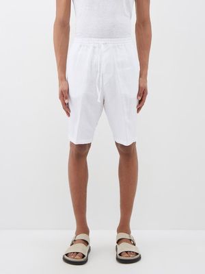 120% Lino - Drawstring-waist Linen Shorts - Mens - White