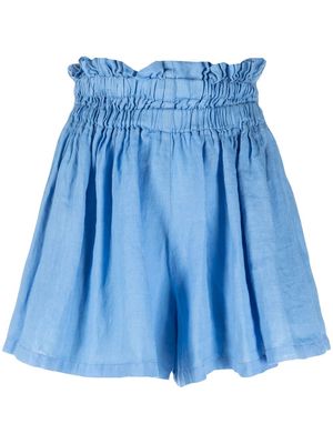 120% Lino elasticated-waist linen shorts - Blue