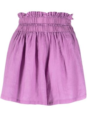 120% Lino elasticated-waist linen shorts - Purple