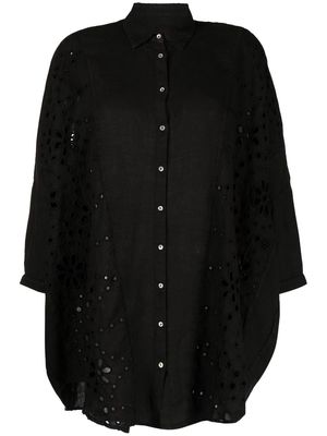 120% Lino embroided-design shirt - Black