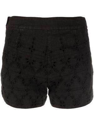 120% Lino Eyelet linen shorts - Black