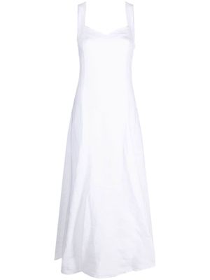120% Lino flared linen maxi dress - White