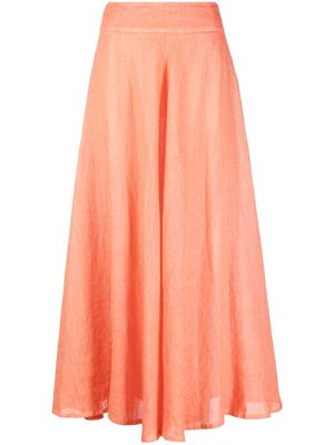 120% Lino high-waisted cotton long skirt - Orange