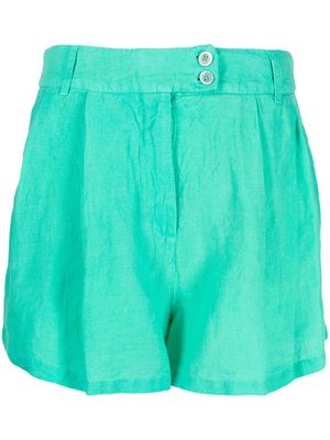 120% Lino high-waisted linen shorts - Green