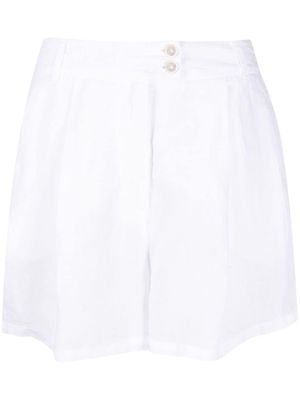 120% Lino high-waisted linen shorts - White