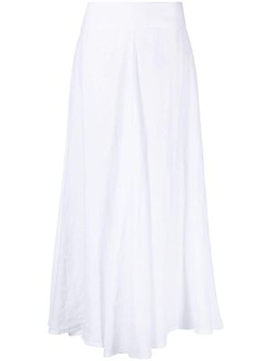 120% Lino high-waisted straight linen skirt - White