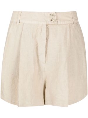 120% Lino high-waisted tailored short shorts - Neutrals