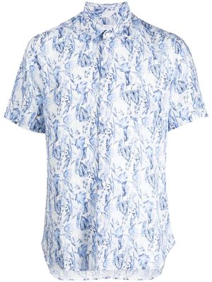 120% Lino leaf-print linen shirt - Blue