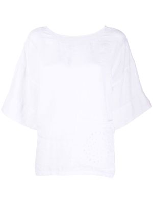 120% Lino linen drop-shoulder top - White