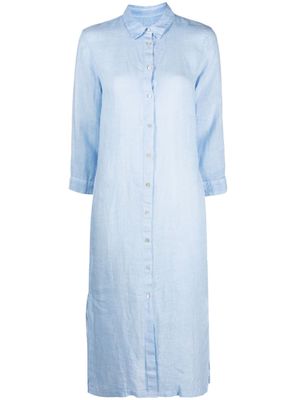 120% Lino linen maxi shirt dress - Blue
