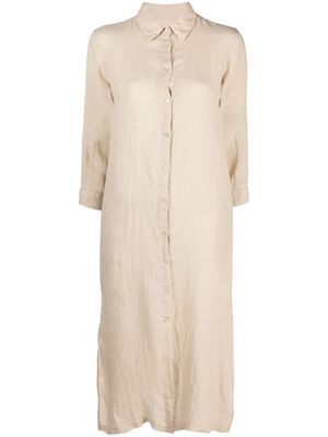 120% Lino linen maxi shirt dress - Brown