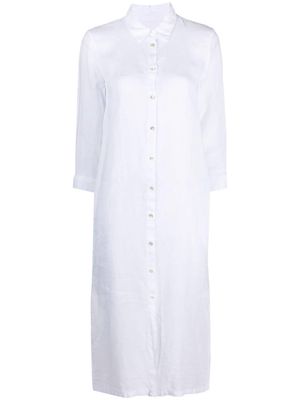 120% Lino linen maxi shirt dress - White
