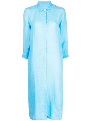 120% Lino linen midi shirt dress - Blue